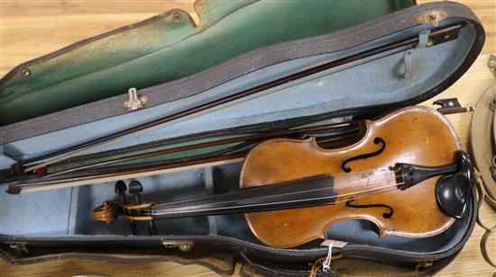 A violin and two bows